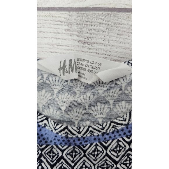 H&M Blue Patterned Girls Tank Dress Size 4-6 years - Picture 4 of 4
